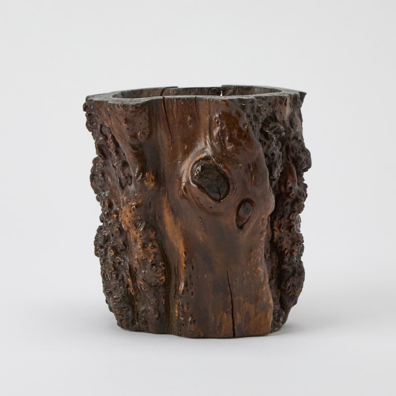 A Chinese Carved Burlwood Brush Pot - 图3