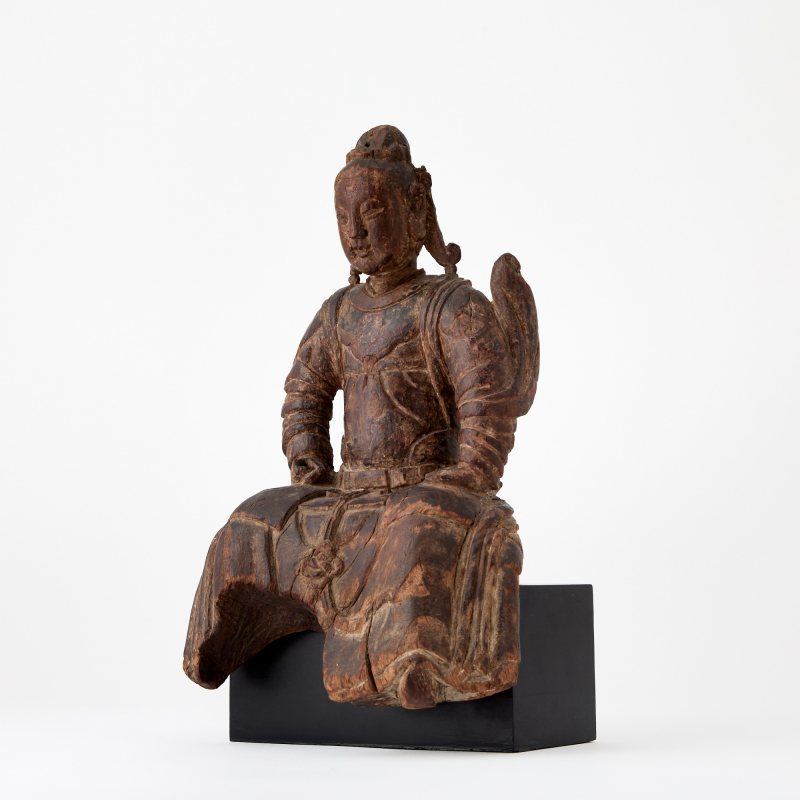 A Chinese Carved Wood Figure of Weituo - 图2