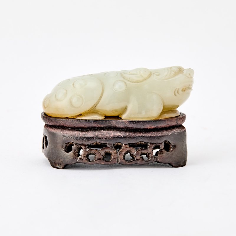 A Chinese Carved Celadon Jade Three-Legged Toad