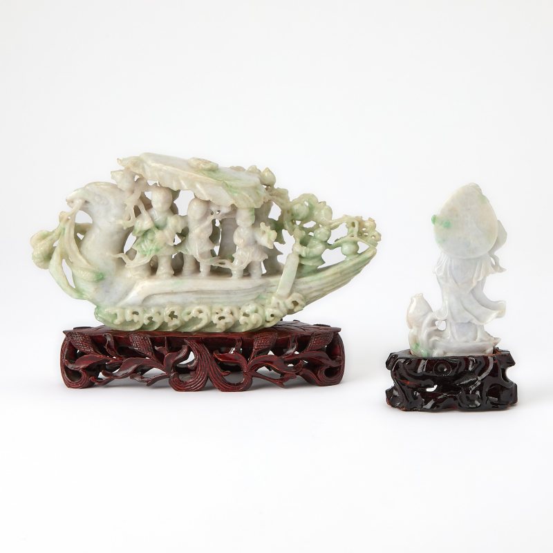 Two Chinese Carved Jadeite Figural Groups - 图2