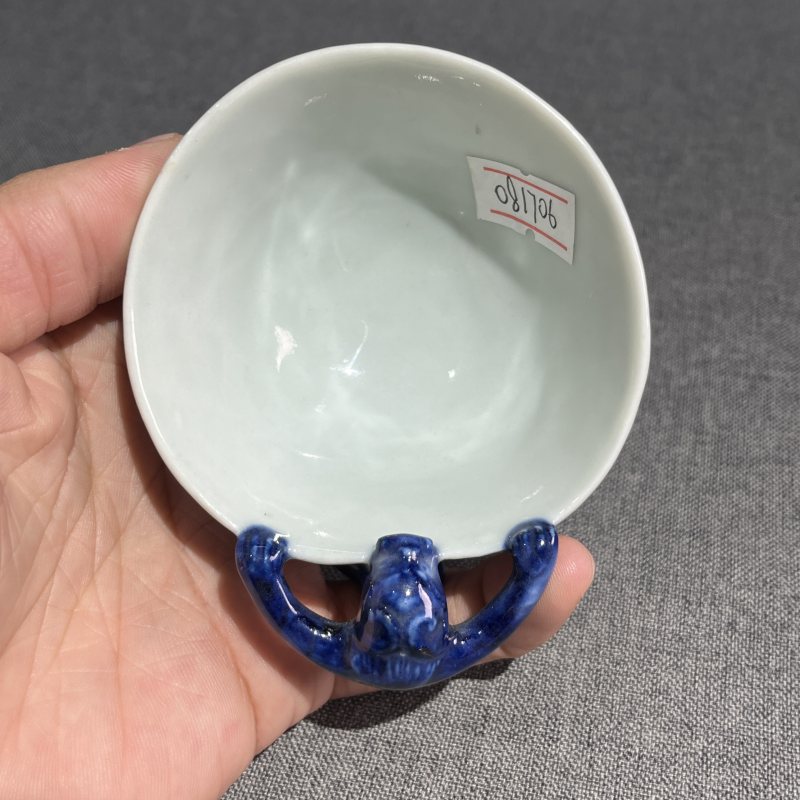 清中期花卉堆塑大杯 - 图8