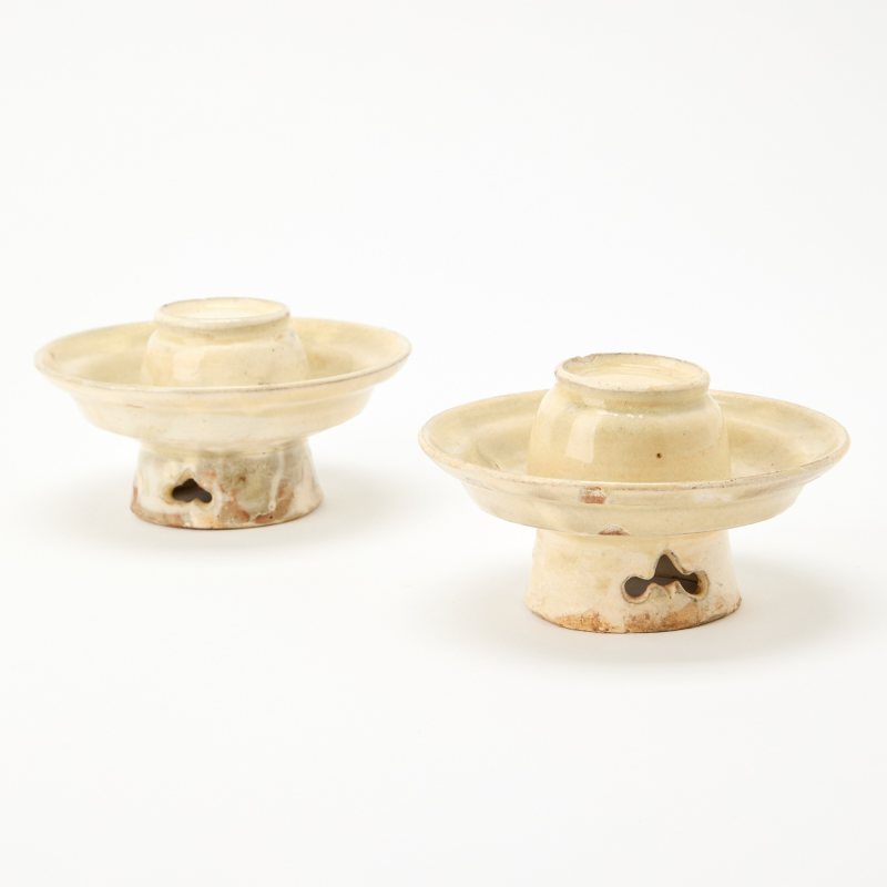 A Pair of Chinese Glazed Ceramic Cup Stands