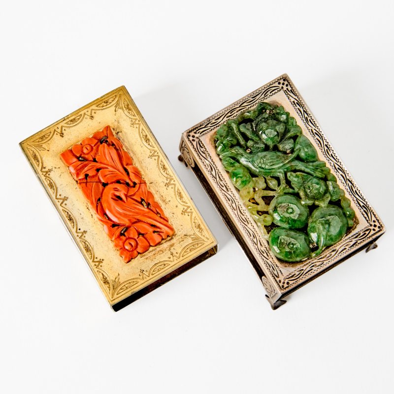 Two Chinese Hardstone-Inset Match Safes - 图3