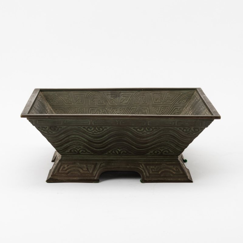 A Chinese Cast Bronze Square Censer