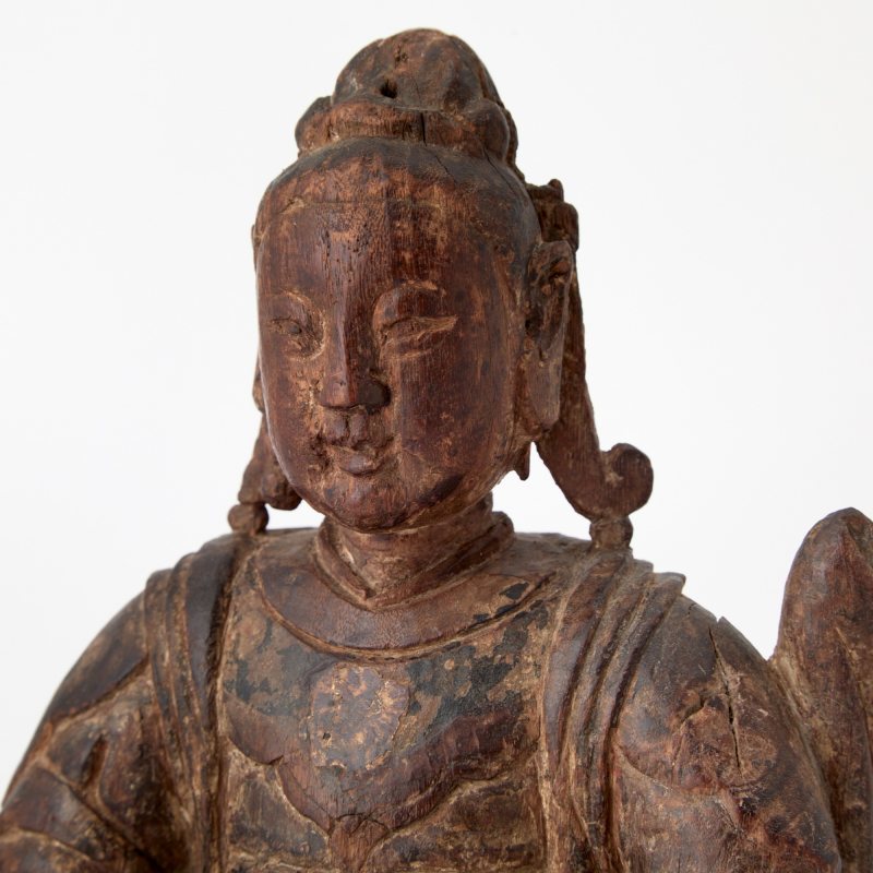 A Chinese Carved Wood Figure of Weituo - 图5