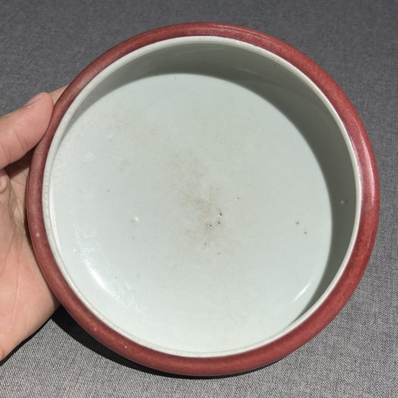 清早期祭红釉镗锣洗 - 图6