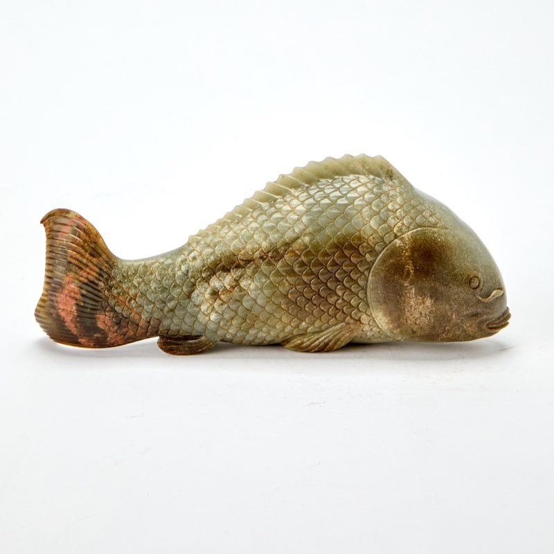 A Chinese Celadon Jade Carp - 图2