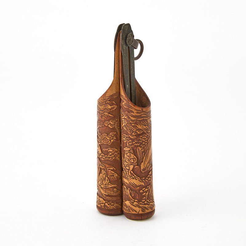 A Chinese Carved Bamboo Double Holder