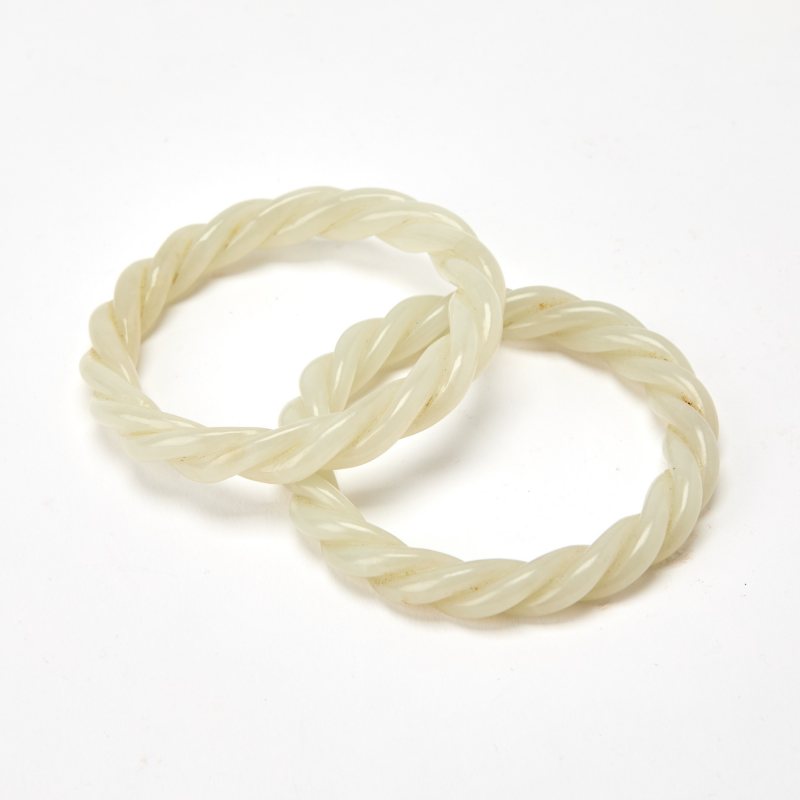 A Pair of Chinese White Jade Bangles
