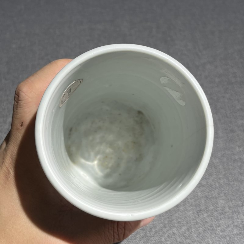清康熙青花诗文风景笔筒 - 图8