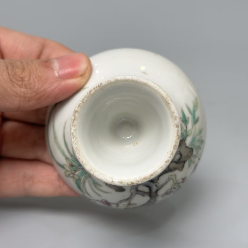 清晚期 粉彩过枝梅花图高足杯 - 图7