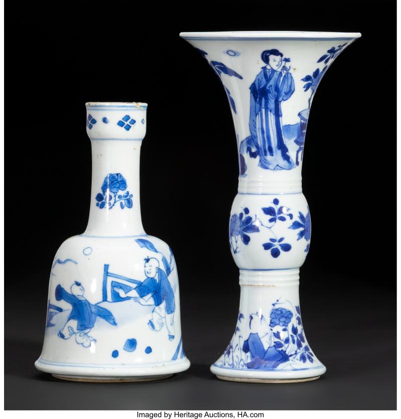 Two Chinese Blue and White Vases