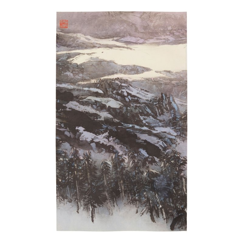 顧媚（顧嘉瀰 1929年生）　山水三聯屏　設色紙本　立軸 | KOO MEI (GU MEI, BORN 1929) - 图8