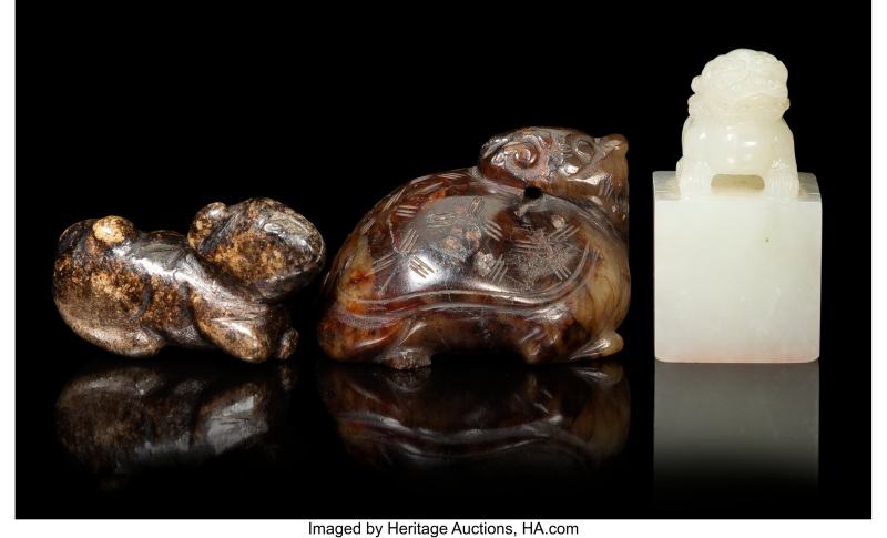 A Group of Three Chinese Jade Animal Carvings