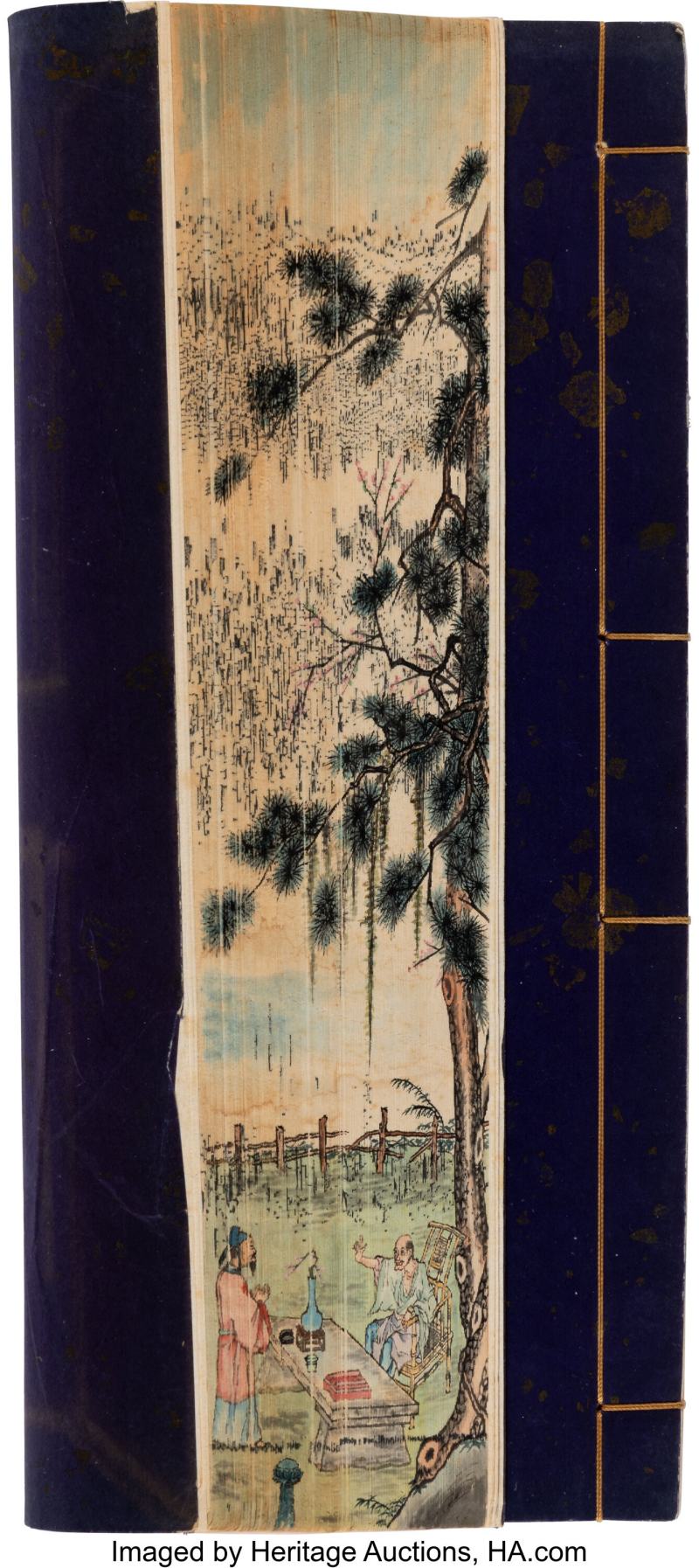 Attributed to Lu Hongnian (Chinese, 1919-1989), A Volume of San Cai Tu Hui "Assembled Illustrations of the Three Powers", Decorated with Fore-Edge Painting - 图2