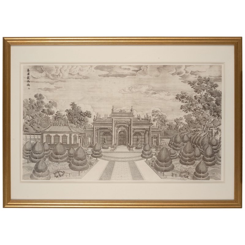 伊蘭泰（活躍於1749–1793年）仿郎世寧　圓明園苑景　紙本銅版畫　冊頁裱為鏡框二十幅　一九七七年印製 | YI LANTAI (ACTIVE 1749-1793) AFTER GIUSEPPE CASTIGLIONE (LANG SHINING), JARDIN DE FLORE, PARIS - 图39