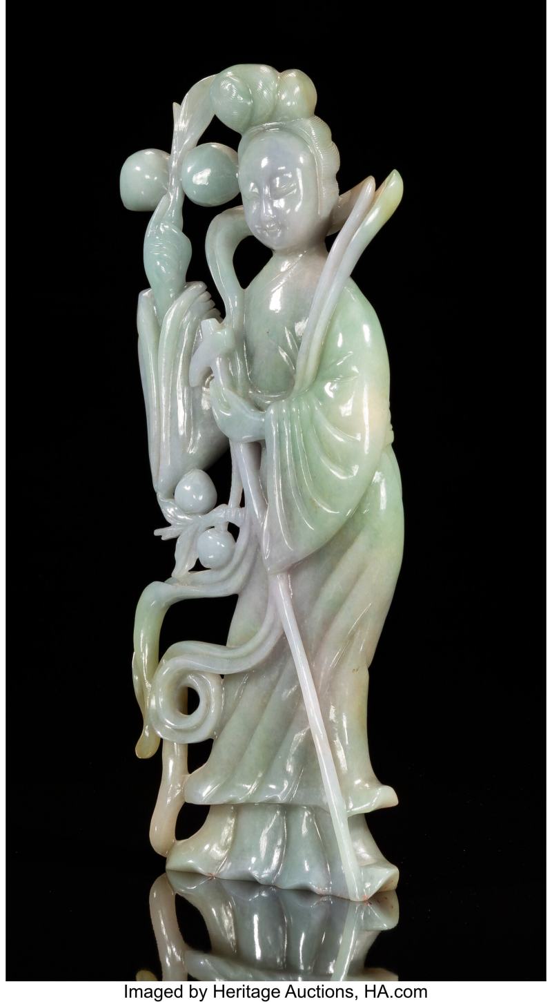 A Multi-Colored Chinese Jadeite Carving of a Meiren - 图2