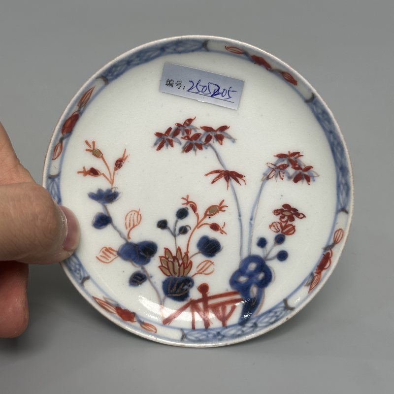 清雍正 青花矾红描金花卉纹盘一对 - 图8