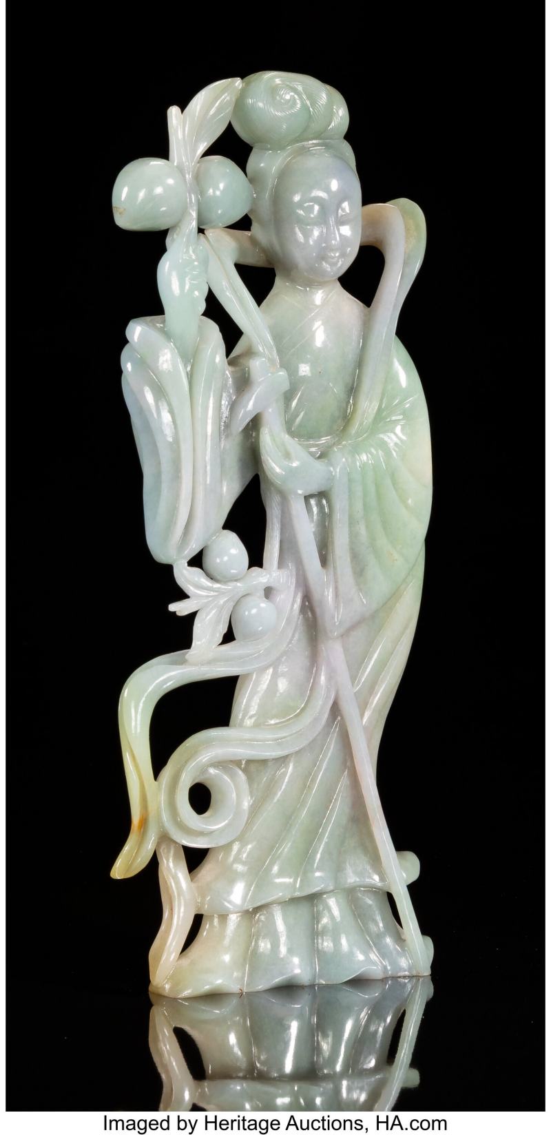 A Multi-Colored Chinese Jadeite Carving of a Meiren - 图3