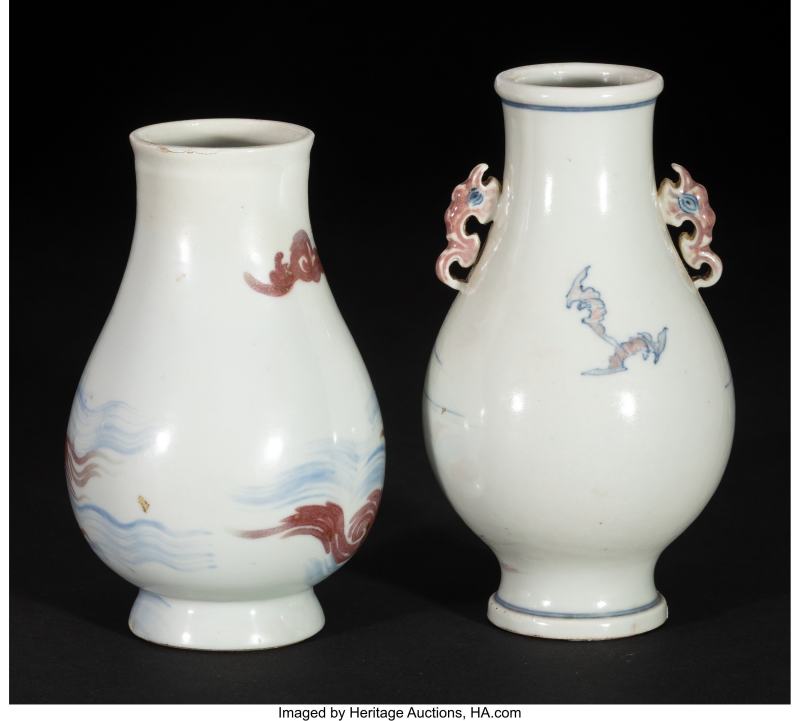 Two Chinese Underglazed Blue and Red Vases - 图2