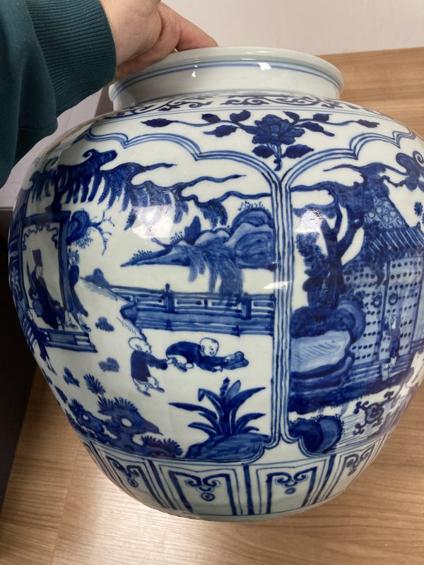 明万历 青花四贤居士图大罐 - 图12