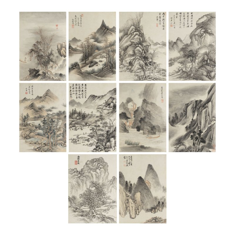 沈宗敬（1669-1725/35）等諸家　山水冊　水墨/設色紙本　蝴蝶裝冊頁十開　十八世紀初 | SHEN ZONGJING (1669-1725/35) AND VARIOUS ARTISTS (KANGXI PERIOD)