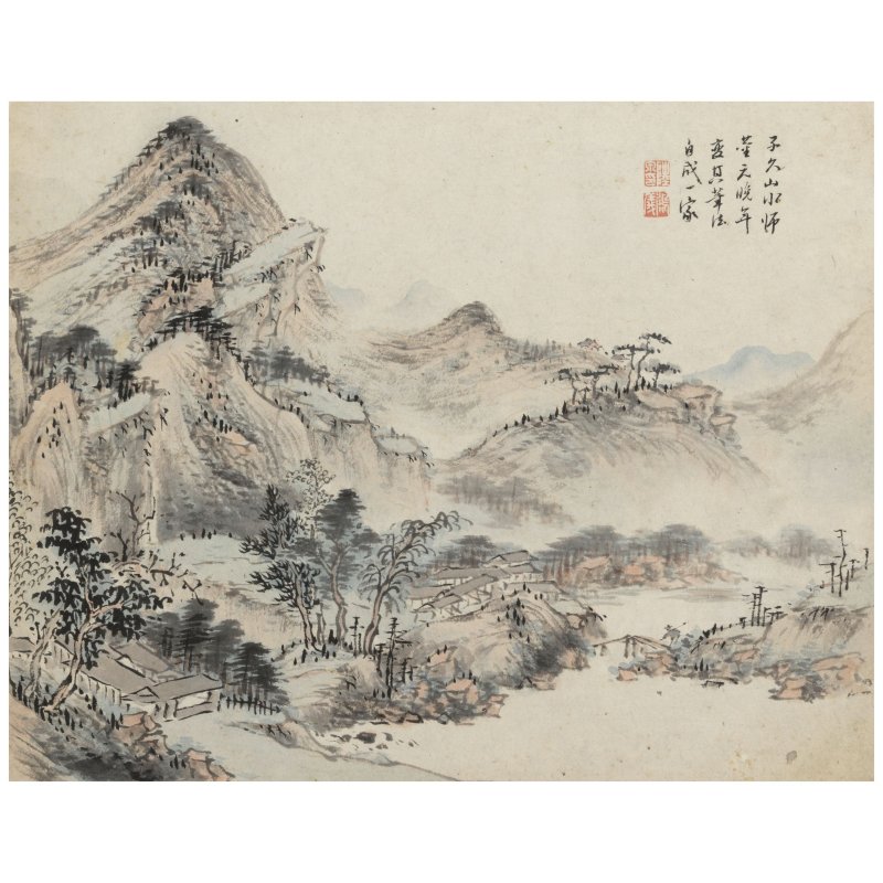 陸泉　仿古山水　水墨/設色紙本　十一開冊　約一八一五年作 | LU QUAN - 图5