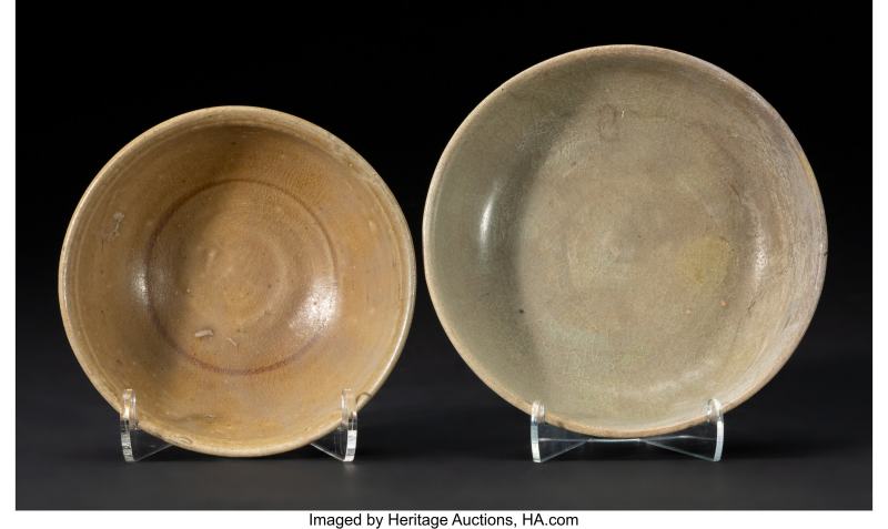 Two Asian Celadon-Glazed Bowls