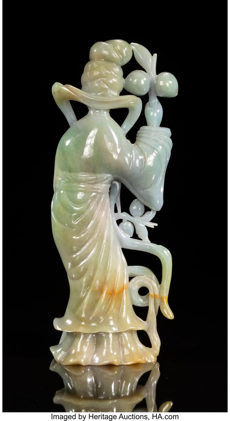 A Multi-Colored Chinese Jadeite Carving of a Meiren - 图4