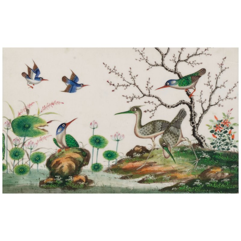 廣東畫派　珍禽異卉圖　水彩通草紙　手繪玻璃鏡畫鏡框八幅　十九世紀 | ANONYMOUS, GUANGDONG SCHOOL, (19th CENTURY) - 图4