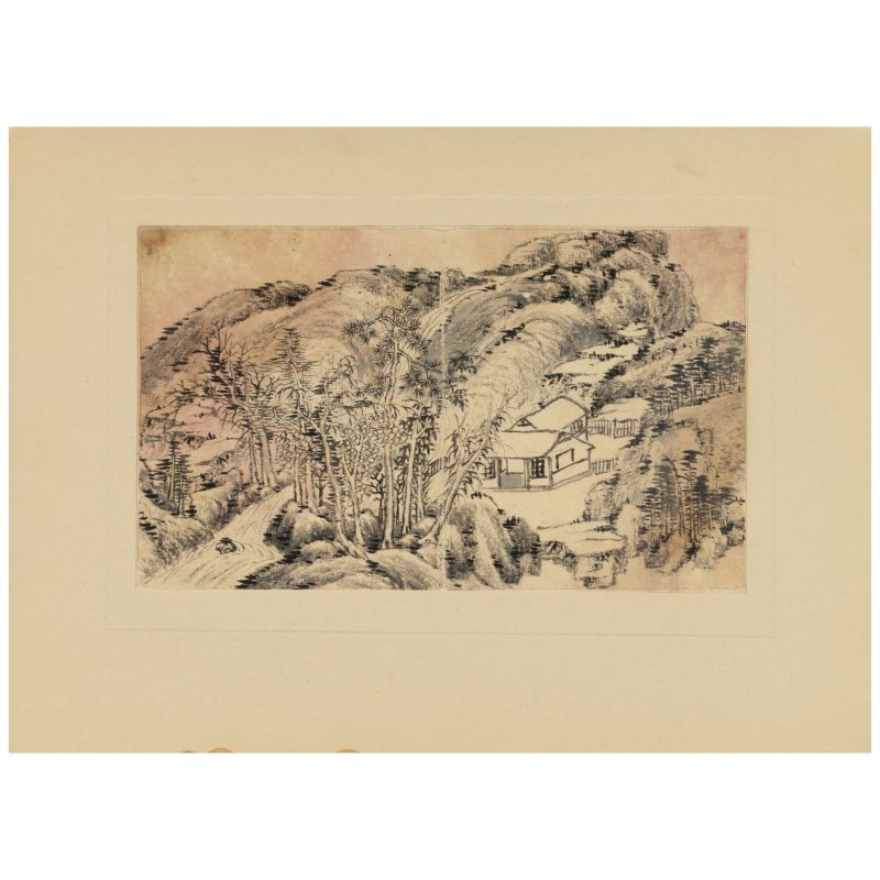 錢維城（1720-1772）　山水冊頁　水墨灑金紙　冊頁八開 | QIAN WEICHENG (1720-1772) - 图5