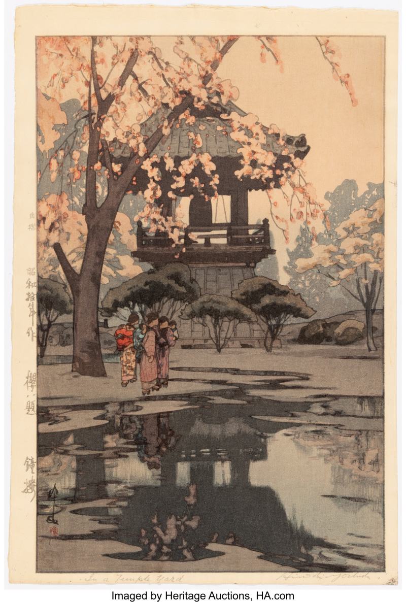 Yoshida Hiroshi (Japanese, 1876-1950), Two Works, from the series Eight Scenes of Cherry Blossoms (Sakura hachidai) - 图2