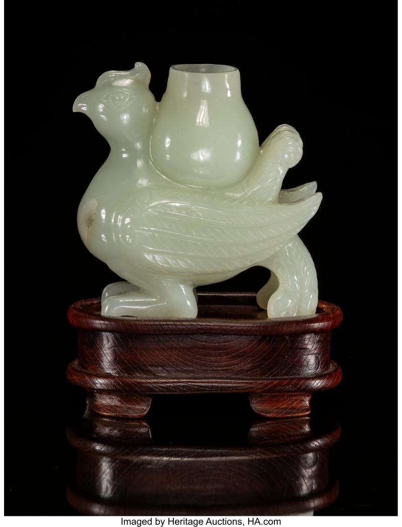 A Chinese Carved Jade Phoenix-Form Vase - 图4