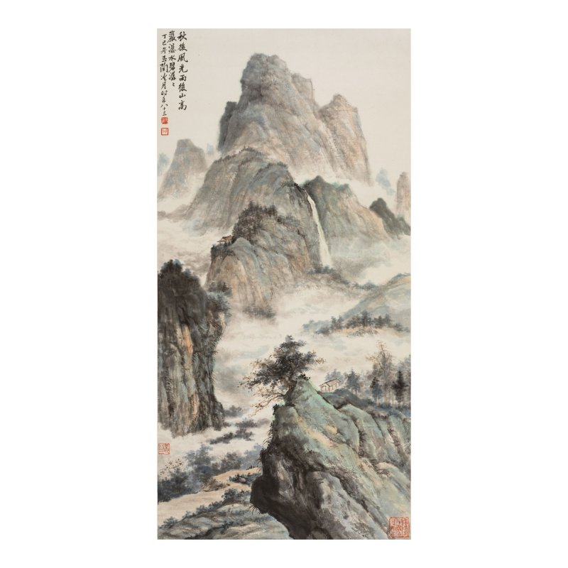 陶冷月（1895-1985）　秋山雨霽　設色紙本　鏡心　一九七七年作 | TAO LENGYUE (1895-1985)