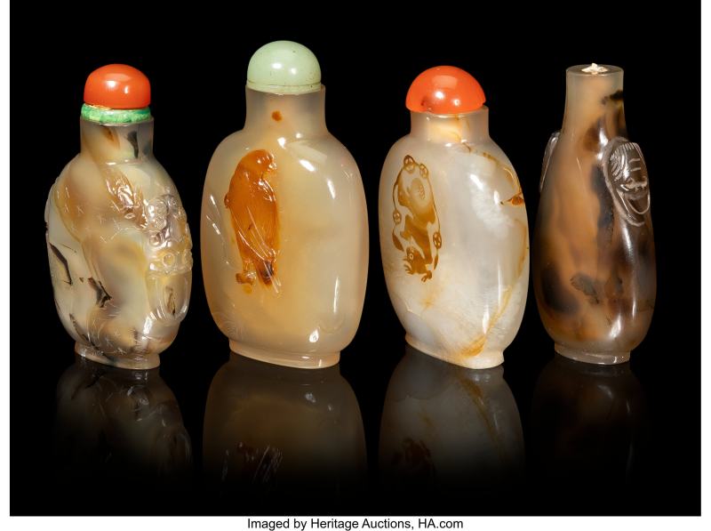 A Group of Four Chinese Carved Agate Snuff Bottles - 图2