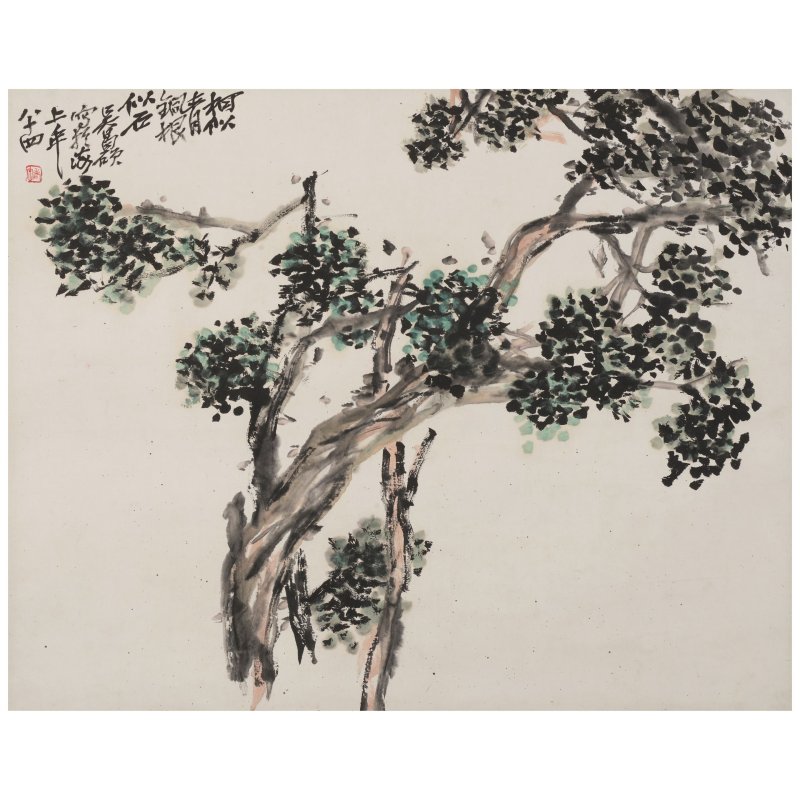吳昌碩（1844-1927）/王震（1867-1938）　松　淺設色紙本　畫框二幅　一九二七年作 | WU CHANGSHUO (1844-1927) and WANG ZHEN (1867-1938)