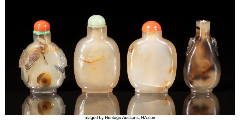 A Group of Four Chinese Carved Agate Snuff Bottles - 图3