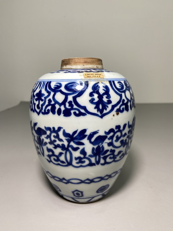 清早期 青花缠枝花卉纹罐 - 图3