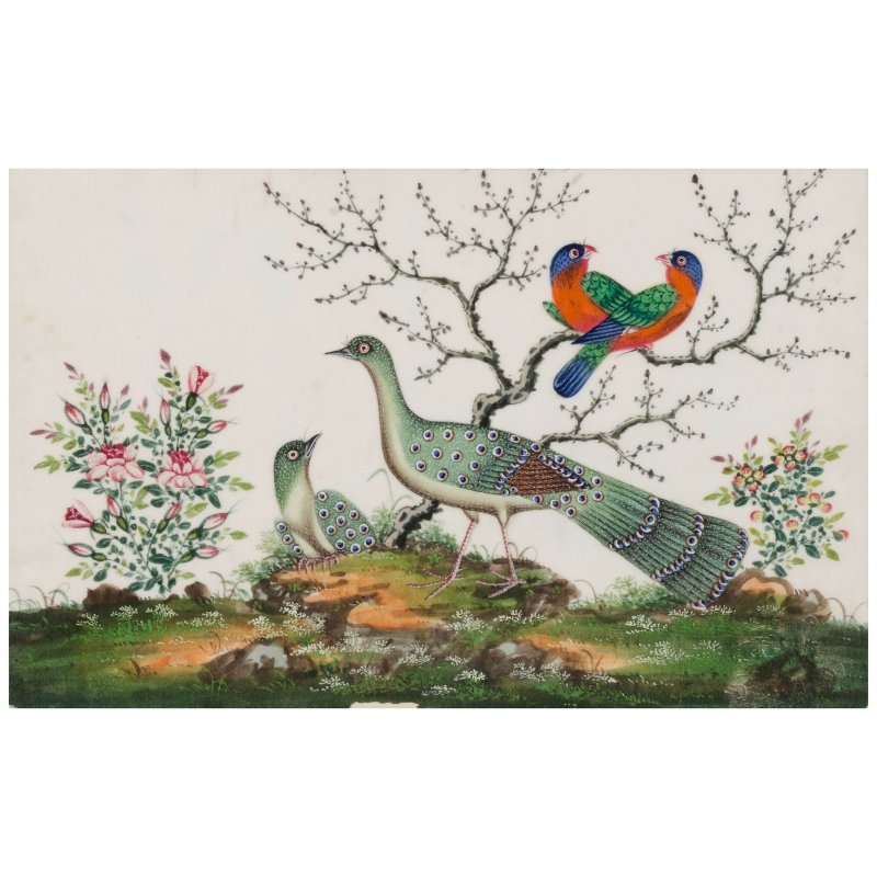廣東畫派　珍禽異卉圖　水彩通草紙　手繪玻璃鏡畫鏡框八幅　十九世紀 | ANONYMOUS, GUANGDONG SCHOOL, (19th CENTURY) - 图23