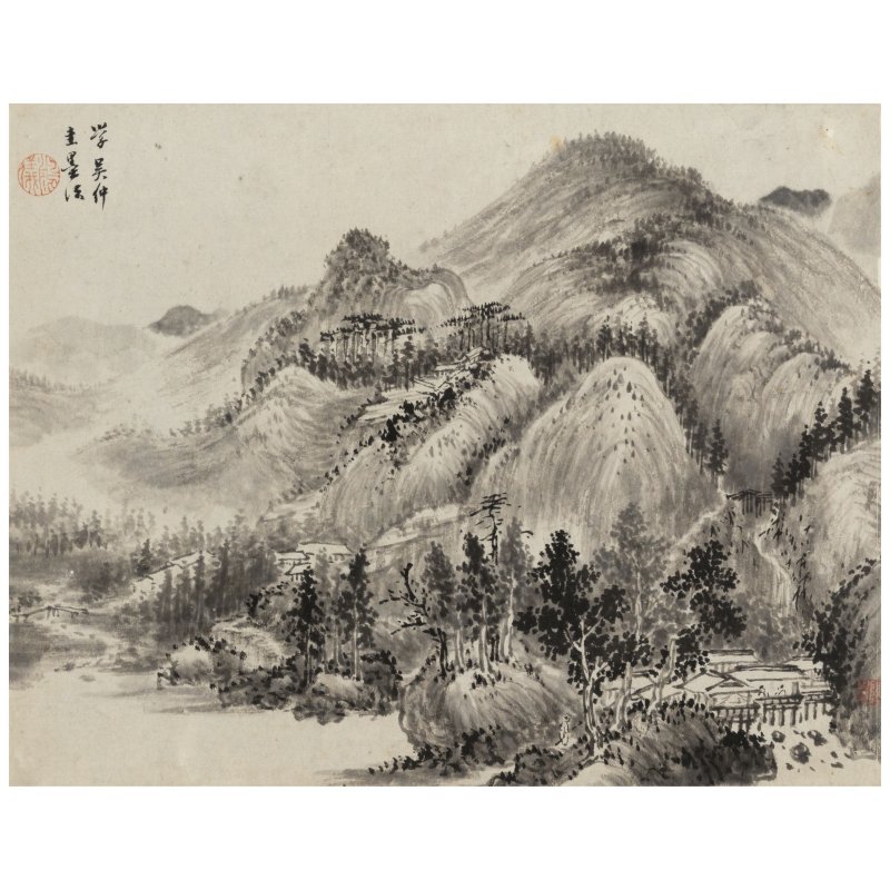 陸泉　仿古山水　水墨/設色紙本　十一開冊　約一八一五年作 | LU QUAN - 图7