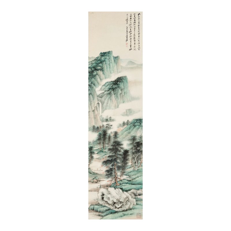 張大千（1899-1983）　松畔行舟　設色紙本　立軸　一九四五年作 | ZHANG DAQIAN (1899-1983)