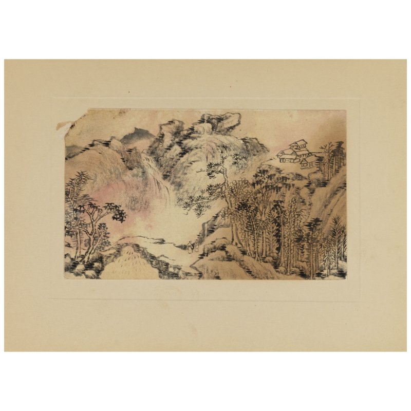 錢維城（1720-1772）　山水冊頁　水墨灑金紙　冊頁八開 | QIAN WEICHENG (1720-1772) - 图7