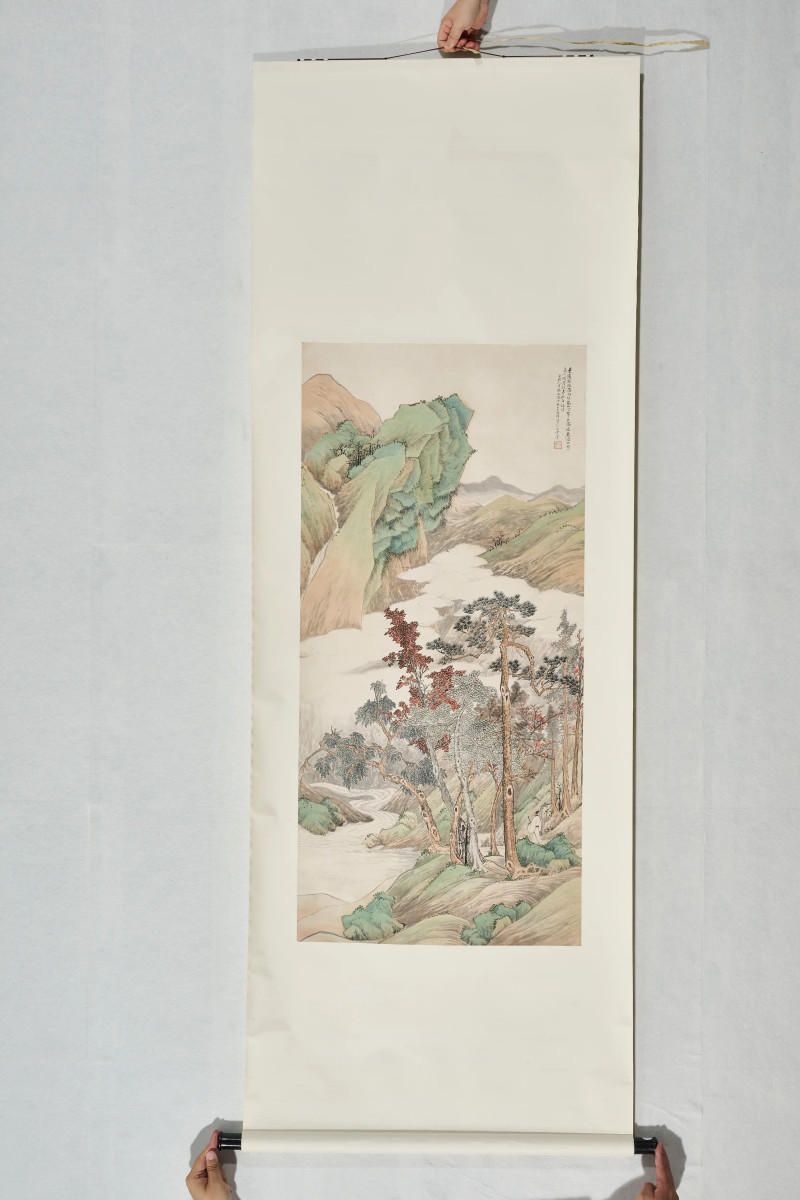 吴毂祥 1880年作 《秋山策杖图》 - 图2