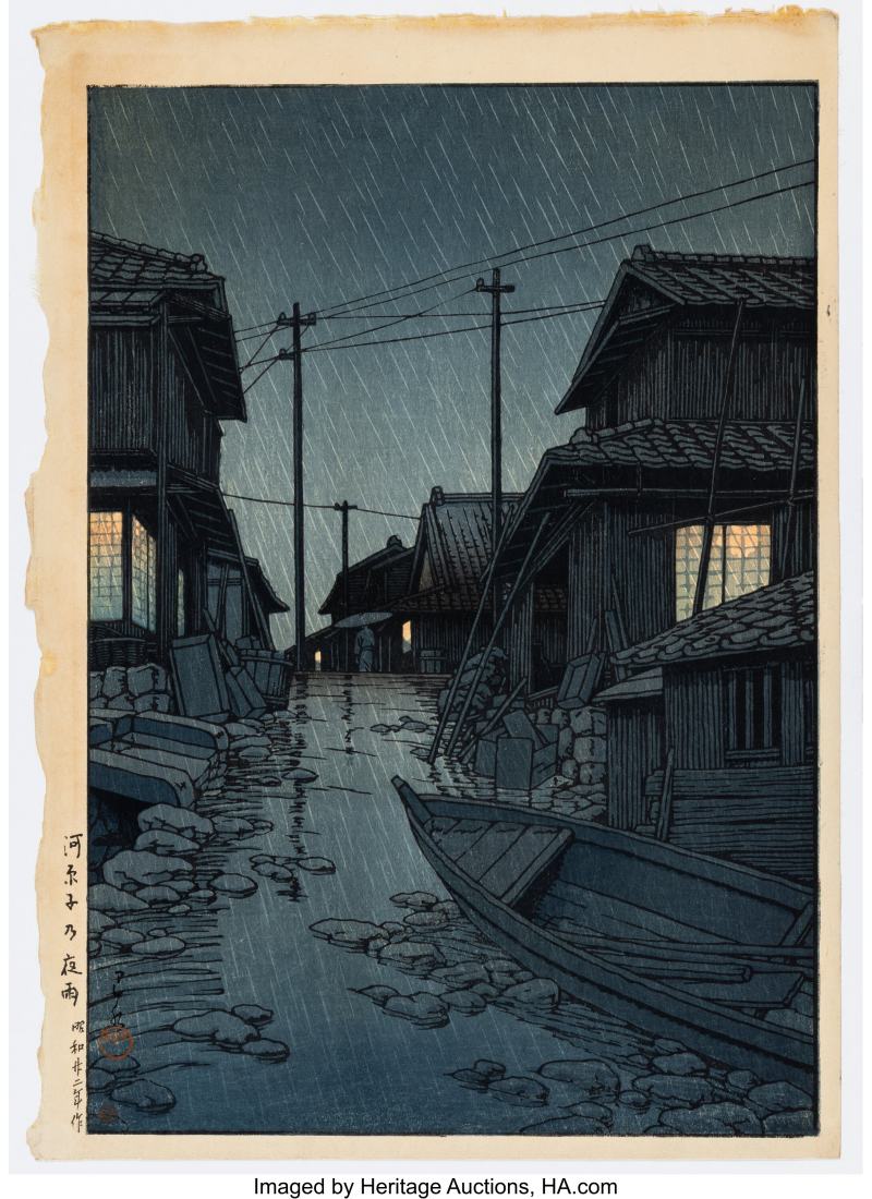 Kawase Hasui (Japanese, 1883-1957), Evening Rain at Kawarago (Kawarago no yau)