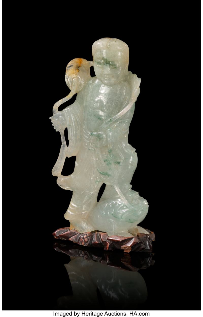 A Chinese Carved Jadeite Figure of Liu Hai and Toad - 图2