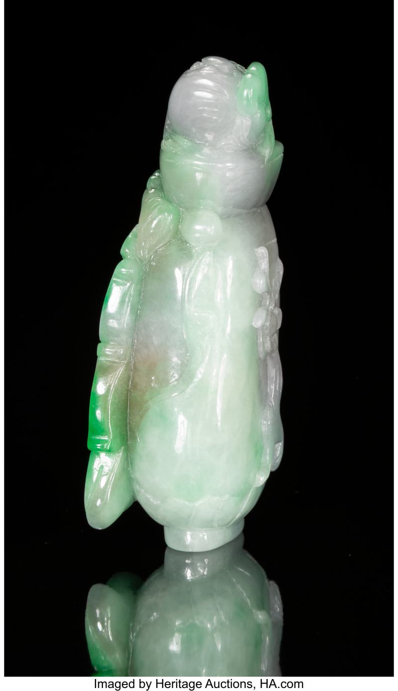 A Chinese Jadeite Carving with 'Parrots and Toad' - 图3