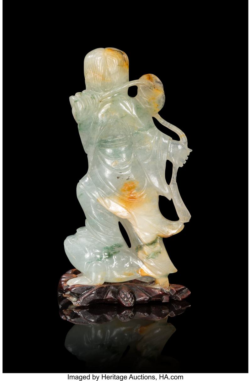 A Chinese Carved Jadeite Figure of Liu Hai and Toad - 图3