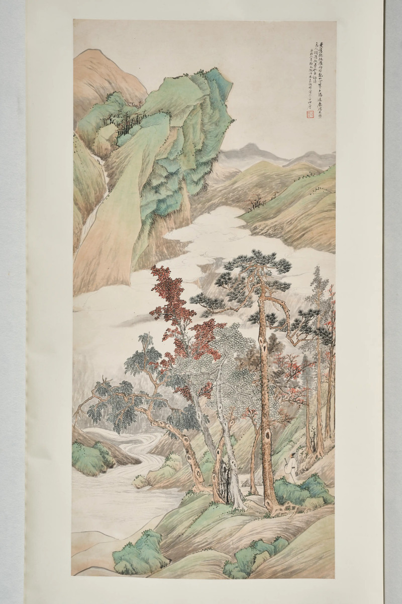 吴毂祥 1880年作 《秋山策杖图》 - 图3