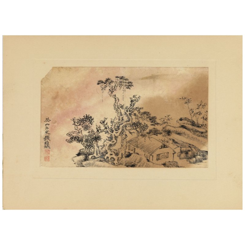 錢維城（1720-1772）　山水冊頁　水墨灑金紙　冊頁八開 | QIAN WEICHENG (1720-1772) - 图8