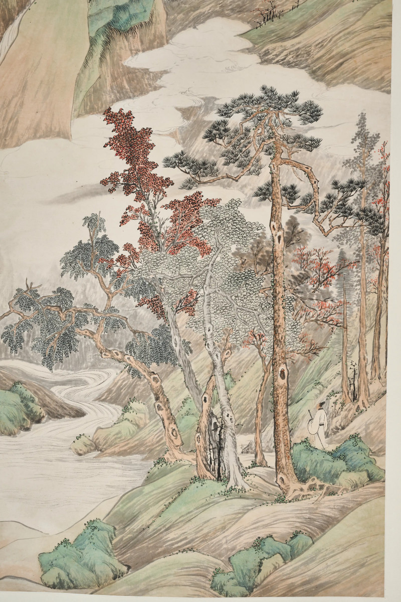 吴毂祥 1880年作 《秋山策杖图》 - 图4